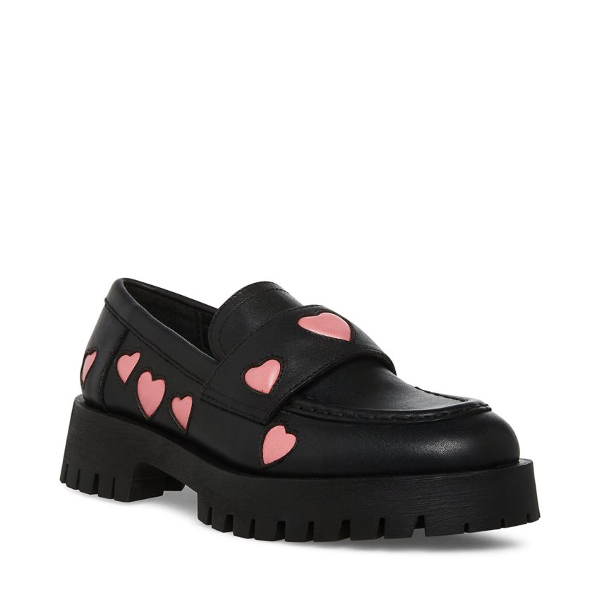 Loafers Steve Madden Lawrence-h Cuero Mujer Negras | ES FP9ES8